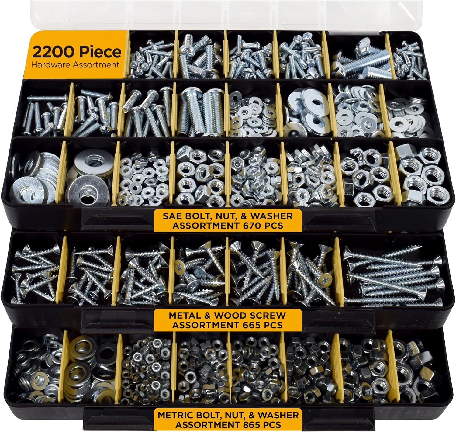Jackson Palmer 2200 Piece Hardware Assortment Kit with Screws, Nuts, Bolts & Washers (3 Trays)…