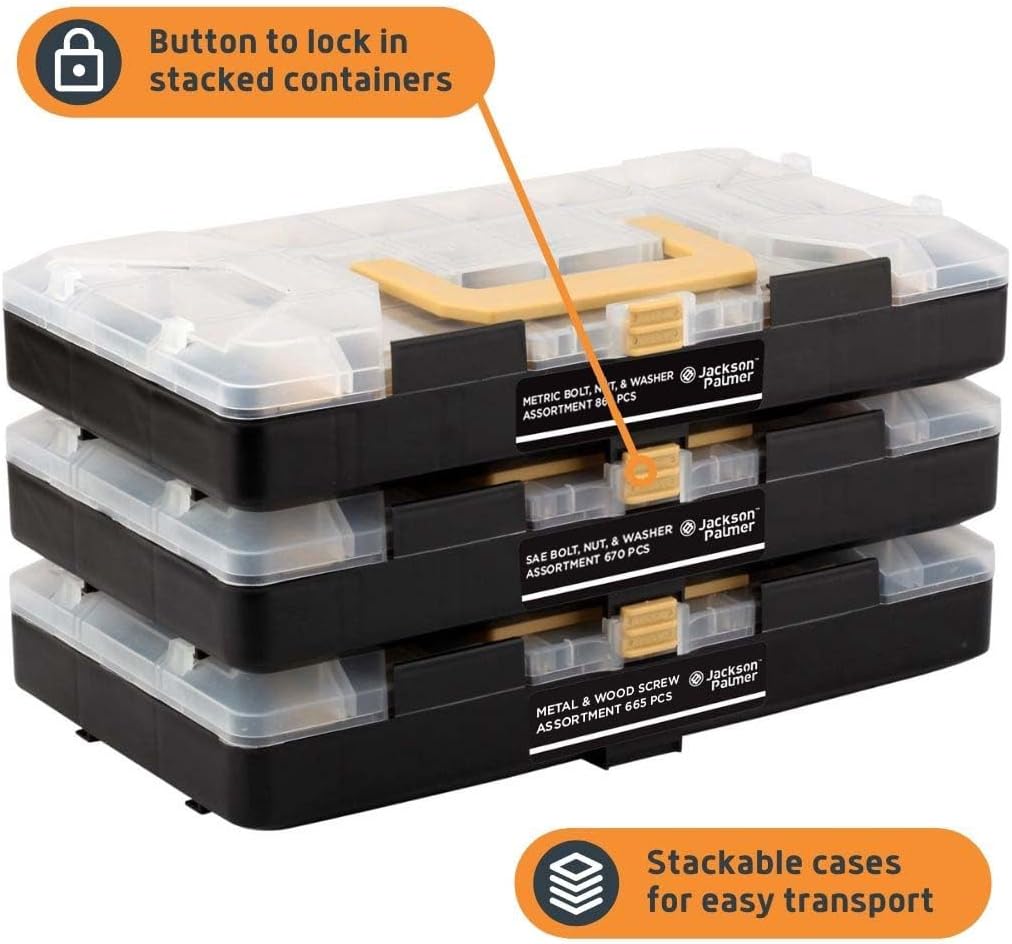 Jackson Palmer 2200 Piece Hardware Assortment Kit with Screws, Nuts, Bolts & Washers (3 Trays)… - Image 2