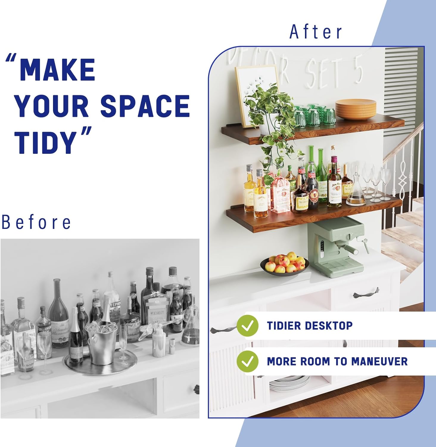 Shelf Bracket, Heavy Duty Floating Shelf Brackets 6 inch Long, 6 Pack Brackets for Shelves, Black Coated Metal Wall Shelf Support Brackets with 1/5 Inch Thick and 160 lb. Load Capacity - Image 5