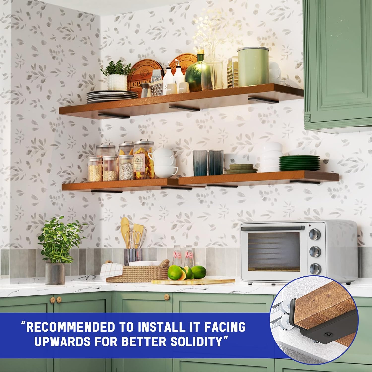 Shelf Bracket, Heavy Duty Floating Shelf Brackets 6 inch Long, 6 Pack Brackets for Shelves, Black Coated Metal Wall Shelf Support Brackets with 1/5 Inch Thick and 160 lb. Load Capacity - Image 2