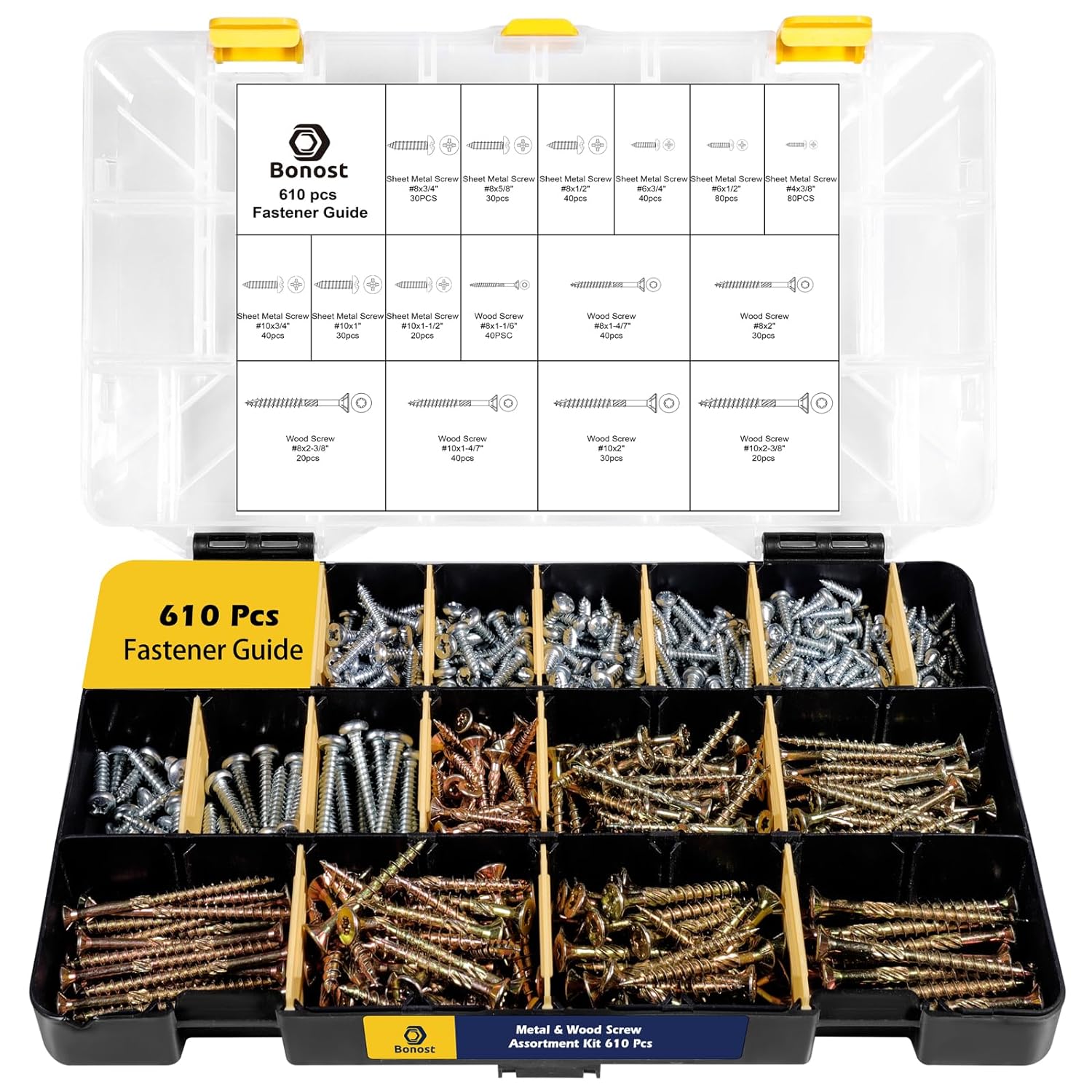 2240 Pieces Hardware Assortment Kit - Metric & SAE Machine Screw Assortment Kit with Assorted Nuts, Bolts, and Washers (3 Trays) - Image 2