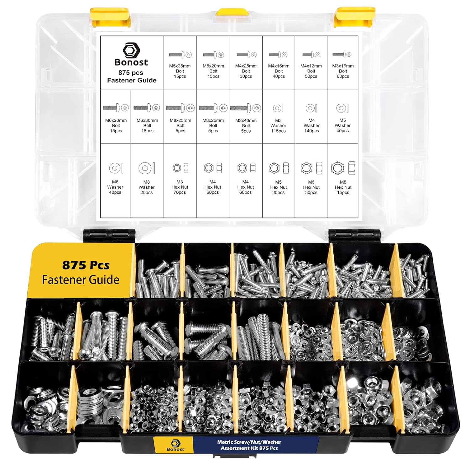 2240 Pieces Hardware Assortment Kit - Metric & SAE Machine Screw Assortment Kit with Assorted Nuts, Bolts, and Washers (3 Trays) - Image 4