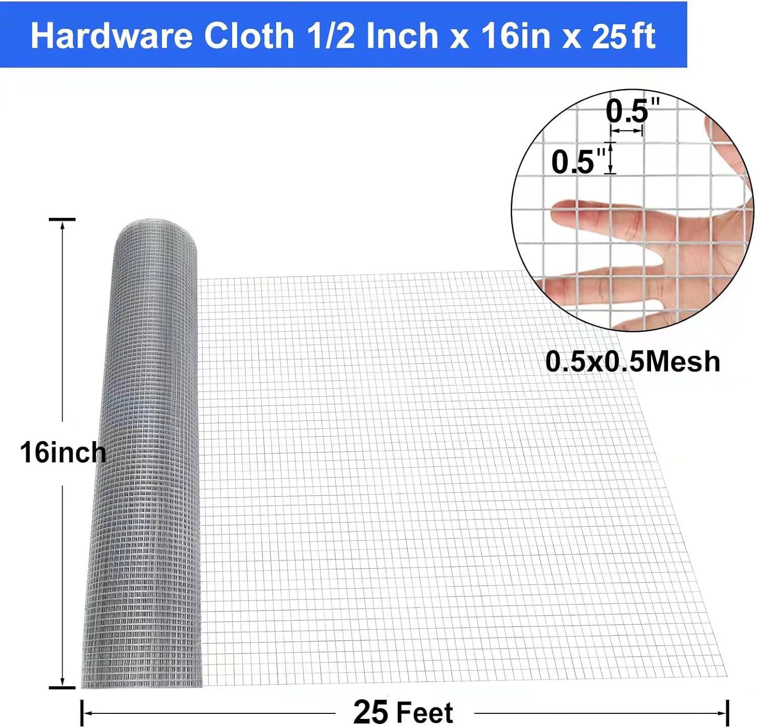 Land Guard 19 Gauge Hardware Cloth, 1/2 inch Chicken Wire Fence, Galvanized Welded Cage Wire Mesh Roll Supports Poultry Netting Cage Fence……… - Image 2
